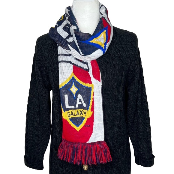 RARE LA Galaxy FC Logo Scarf Los Angeles Soccer Team HTF Knit Red Blue Yellow - Picture 6 of 15